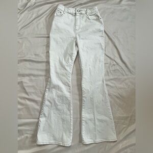 Boden Women’s High Waist Smart Flare Jeans in Ecru US Size 6 Long